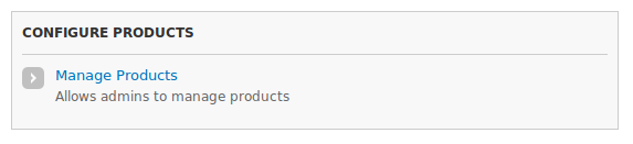 Drupal admin/config block - Configure Products