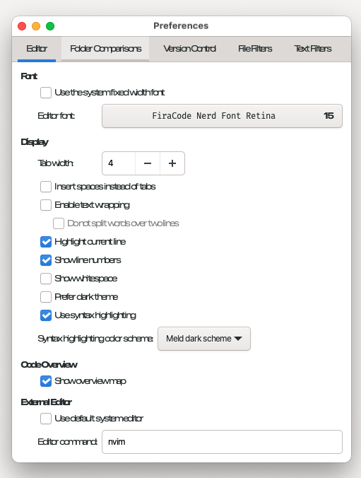 Figure 1. Meld preferences with no word spacing